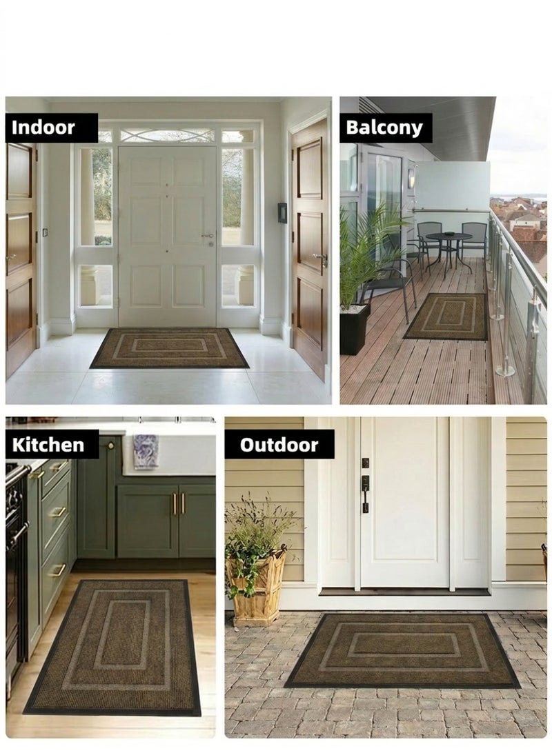 uoobox Large Front Door Mat Outside Entrance Indoor Doormat, 90 x 60cm Outdoor Mats, Outdoor Door Mats For Outside Entry, Indoor Rugs for Entryway, Home Decor, Sturdy Natural Rubber Entry Mat, Brown - Image 2
