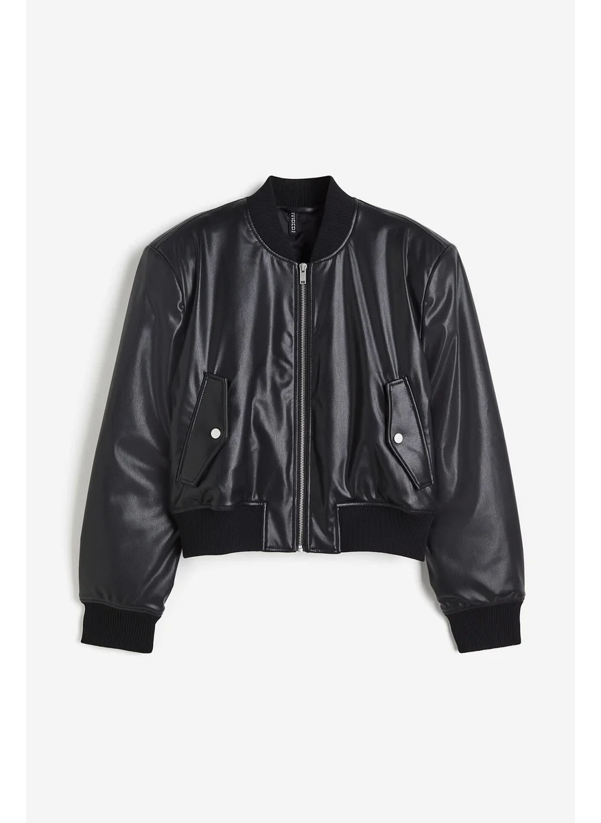 H&M Shoulder-Pad Coated Bomber Jacket