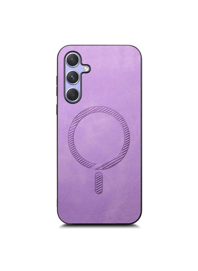 S-TOP Case For Samsung Galaxy A34 5G Solid Color Retro Magsafe PU Back Cover Phone Case - Image 3