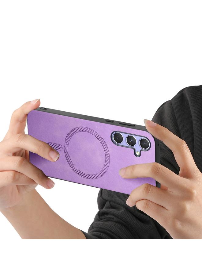 S-TOP Case For Samsung Galaxy A34 5G Solid Color Retro Magsafe PU Back Cover Phone Case - Image 4