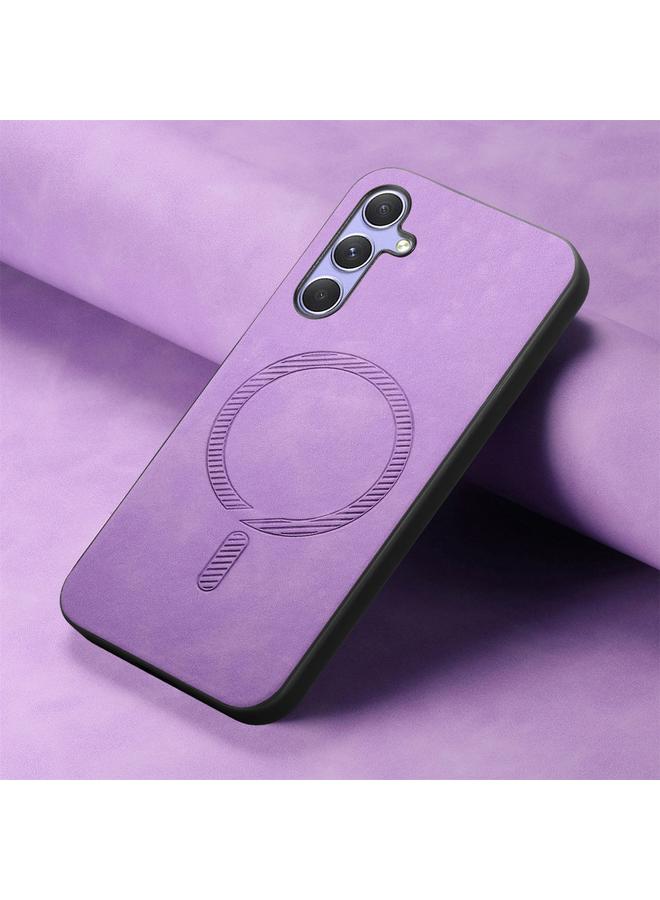 S-TOP Case For Samsung Galaxy A34 5G Solid Color Retro Magsafe PU Back Cover Phone Case - Image 2