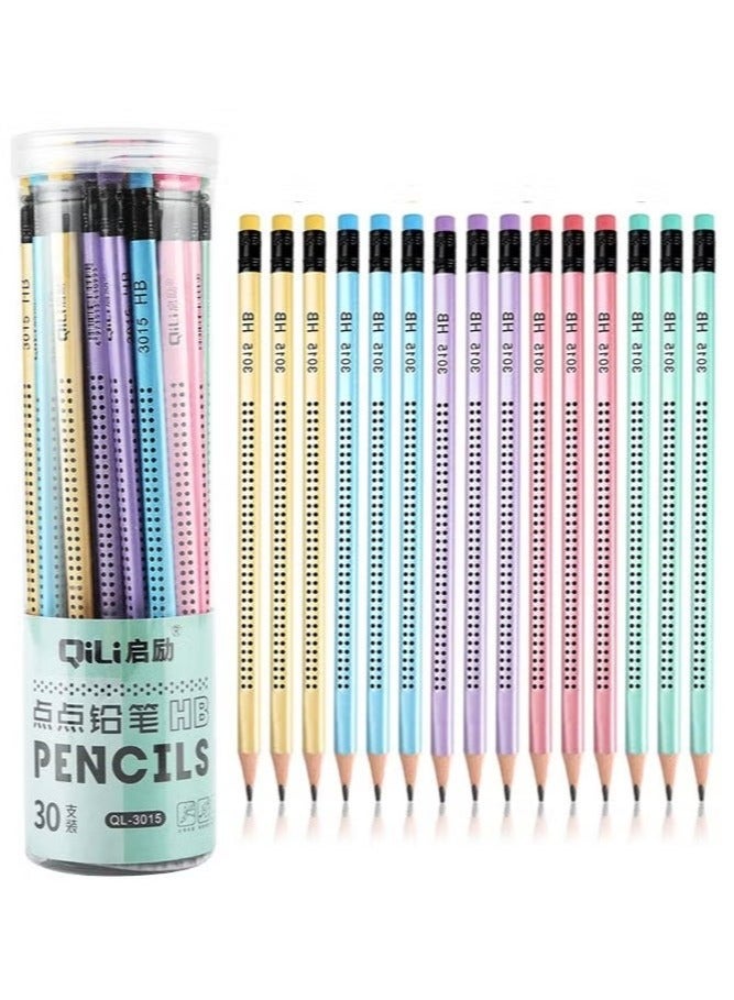 QiLi 30-Piece Wooden HB Pencils, Non-Slip Pre-Sharpened Pencil with Eraser for School, Office, Home Drawing Sketching - Image 1