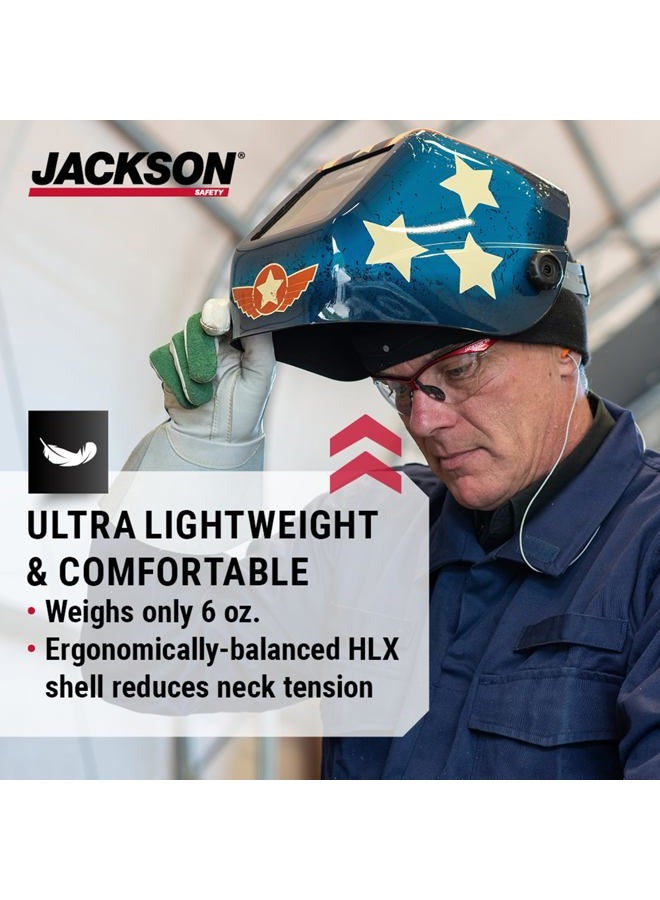 Jackson Safety خوذة لحام هكسل-100 فائقة الخفة مع فلتر تعتيم تلقائي رقمي متغير، نايلون، هالو إكس، نجوم وندوب، حجم عالمي، 46101 - Image 3