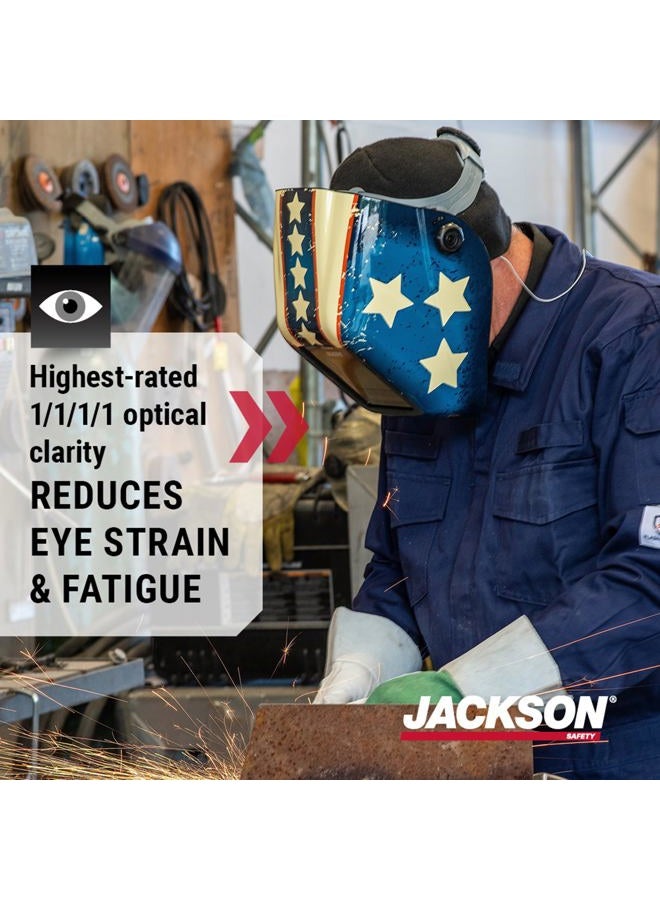 Jackson Safety خوذة لحام هكسل-100 فائقة الخفة مع فلتر تعتيم تلقائي رقمي متغير، نايلون، هالو إكس، نجوم وندوب، حجم عالمي، 46101 - Image 2