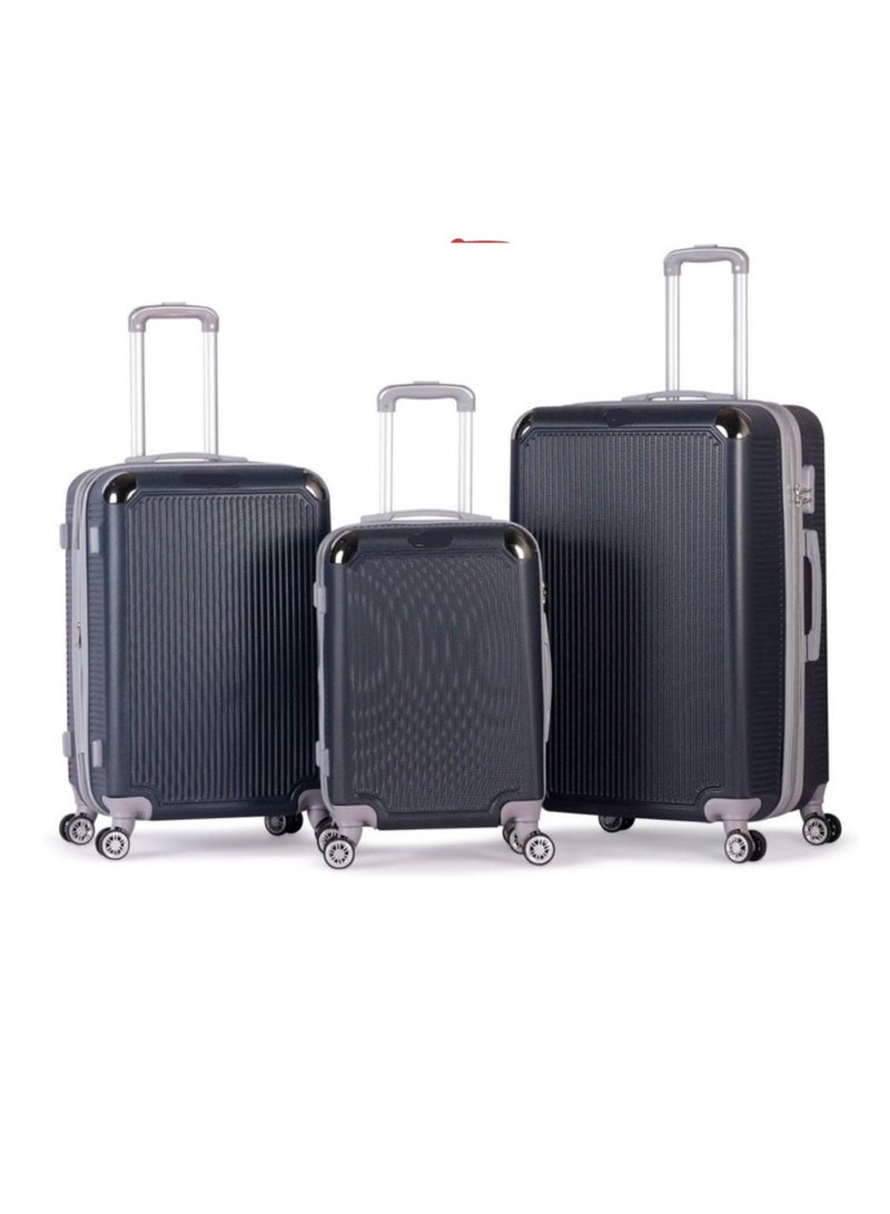 Complete 3-piece luggage set – hard, rust-resistant, and shockproof construction – dark blue color - Image 1