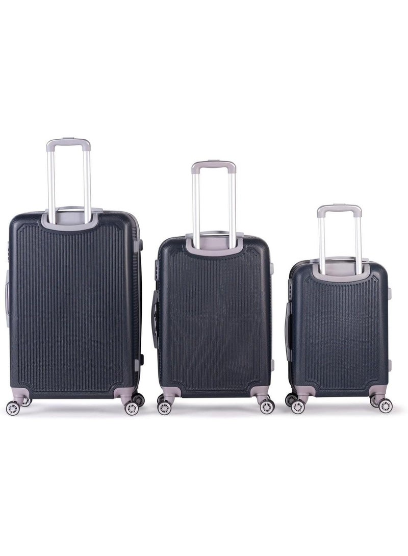 Complete 3-piece luggage set – hard, rust-resistant, and shockproof construction – dark blue color - Image 2