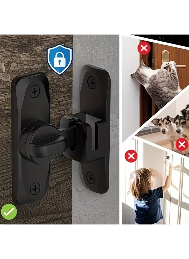 NIBEMINENT 2-Piece Heavy-Duty Security Door Lock Handle, Commercial/Residential Grade Security Bolt Lock with Anti-Pry Features, Adjustable Sliding Insert at 90°/180°, Includes Screws, Manual Operation, ReinforcHeavy-Duty Security Door Lock Handle, Commercial/Residential Grade Security Bolt Lock with Anti-Pry Features, Adjustable Sliding Insert at 90°/180°, Includes Screws, Manual Operation, Reinforced Durable Structure Suitable for Bathrooms, Homesed Durable Structure Suitable for Bathrooms, Homes - Image 4