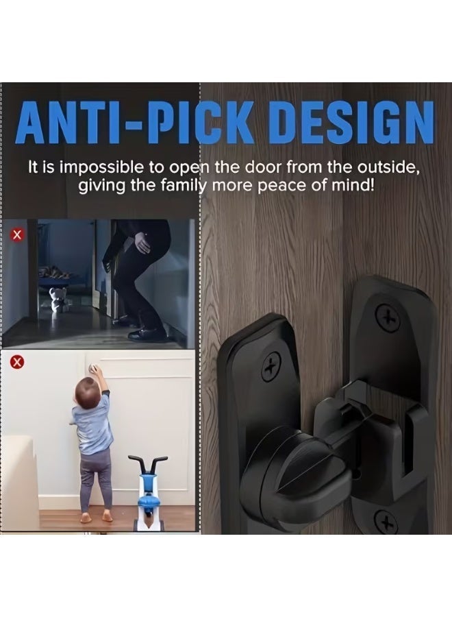 NIBEMINENT 2-Piece Heavy-Duty Security Door Lock Handle, Commercial/Residential Grade Security Bolt Lock with Anti-Pry Features, Adjustable Sliding Insert at 90°/180°, Includes Screws, Manual Operation, ReinforcHeavy-Duty Security Door Lock Handle, Commercial/Residential Grade Security Bolt Lock with Anti-Pry Features, Adjustable Sliding Insert at 90°/180°, Includes Screws, Manual Operation, Reinforced Durable Structure Suitable for Bathrooms, Homesed Durable Structure Suitable for Bathrooms, Homes - Image 2