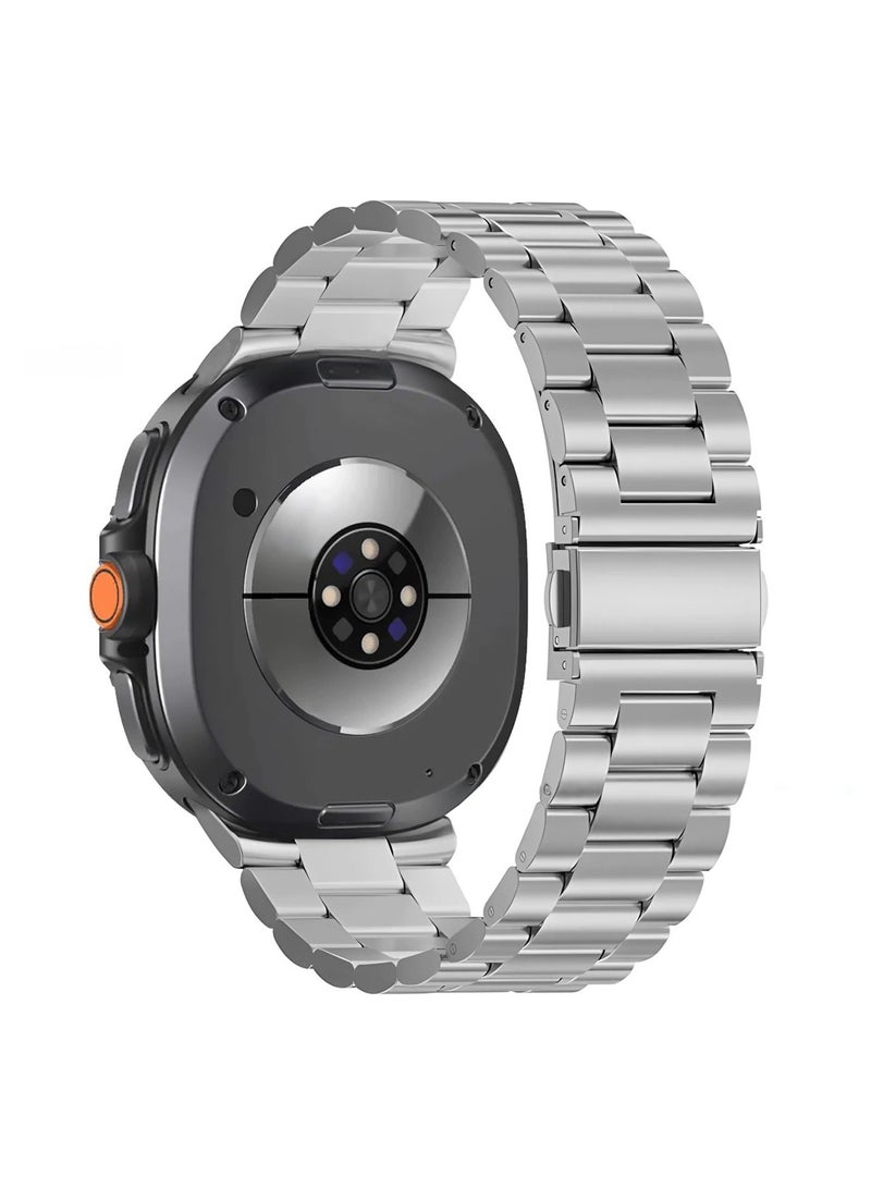 Metal Band Compatible with Samsung Galaxy Watch 8 40mm 44mm/8 Classic 46mm(2025),Stainless Steel Strap with Secure Clasp,Men's Rugged Stylish Wristband,Silver - Image 2