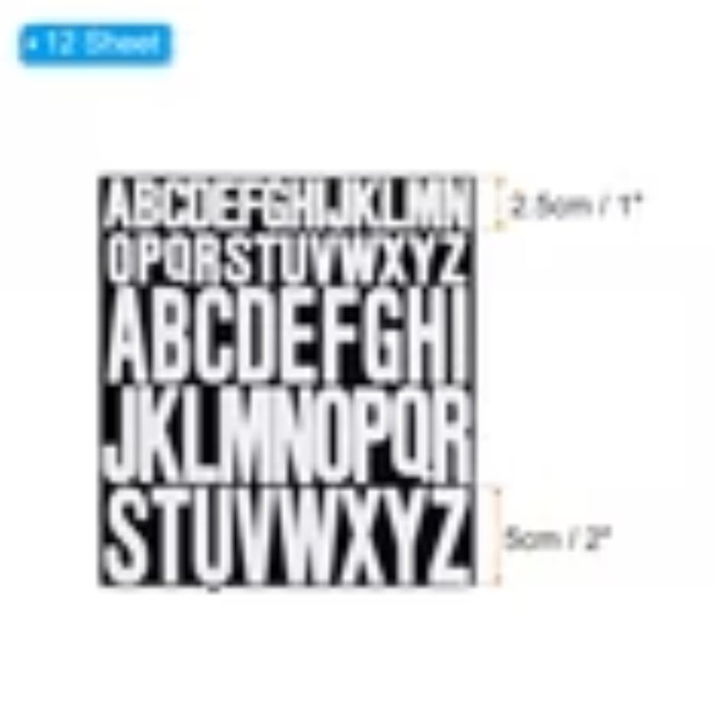 White Alphabet Decals 12 Sheets 1 Inch 2 Inch Vinyl Letter Stickers - Waterproof Self Adhesive Letters for Scrapbook Craft Label - Image 2