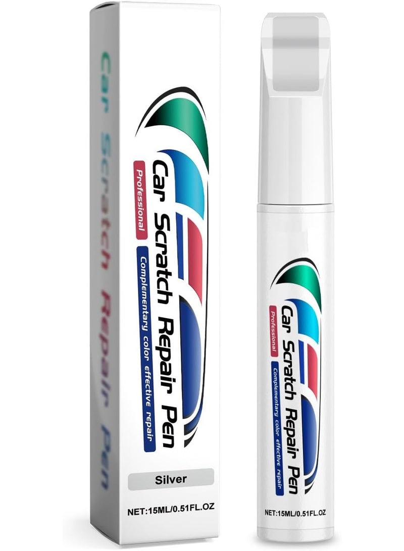 Homonth Touch Up Paint for Cars, Automotive Paint, 2 in 1 Car Touch Up Paint Erase Car Scratches Pen for Vehicles, Quick & Easy to Repair Universal Car Paint (Silver) - Image 1
