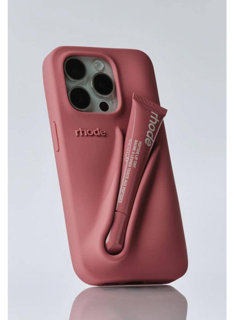 Lip Gloss Phone Case with Lip Tint, For iPhone Case Liquid Silicone Camera Protection Lipstick Lip Glaze Phone Case for iPhone 15 Pro (Lmage)