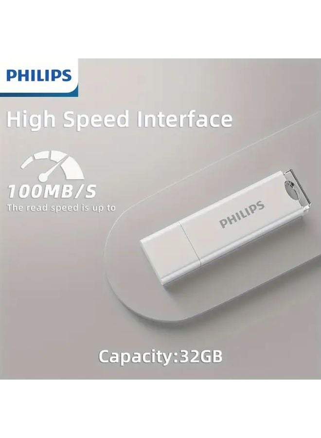 Philips 32GB White USB Flash Drive Thumb Drive Memory Stick For Data Storage - Image 1