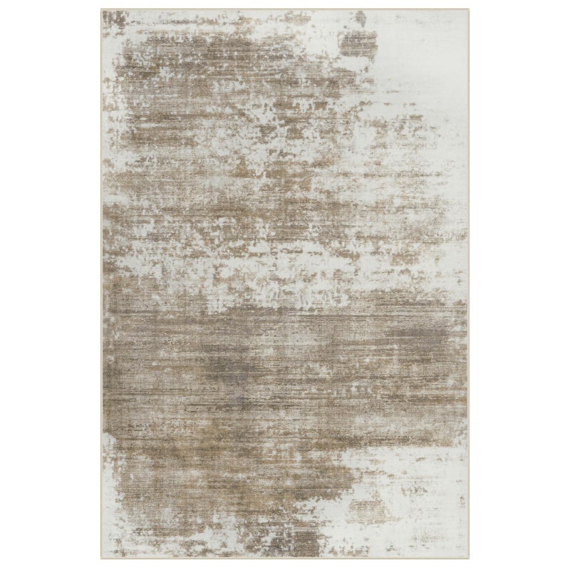 Gent drizz 8x10 Area Rugs Washable Rug: Modern Abstract Living Room Rug Soft Anti-Skid Thin Carpet Indoor Floor Non-Shedding Carpets for Bedroom Dining Room Farmhouse Nursery Home Office Brown White - Image 2