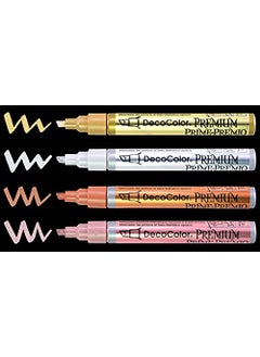Like-It like it Marvy Uchida DecoColor Premium Paint Marker Chisel Tip Set of 4 Copper Gold Rose Gold Silver  - Image 2
