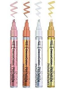 Like-It like it Marvy Uchida DecoColor Premium Paint Marker Chisel Tip Set of 4 Copper Gold Rose Gold Silver  - Image 1