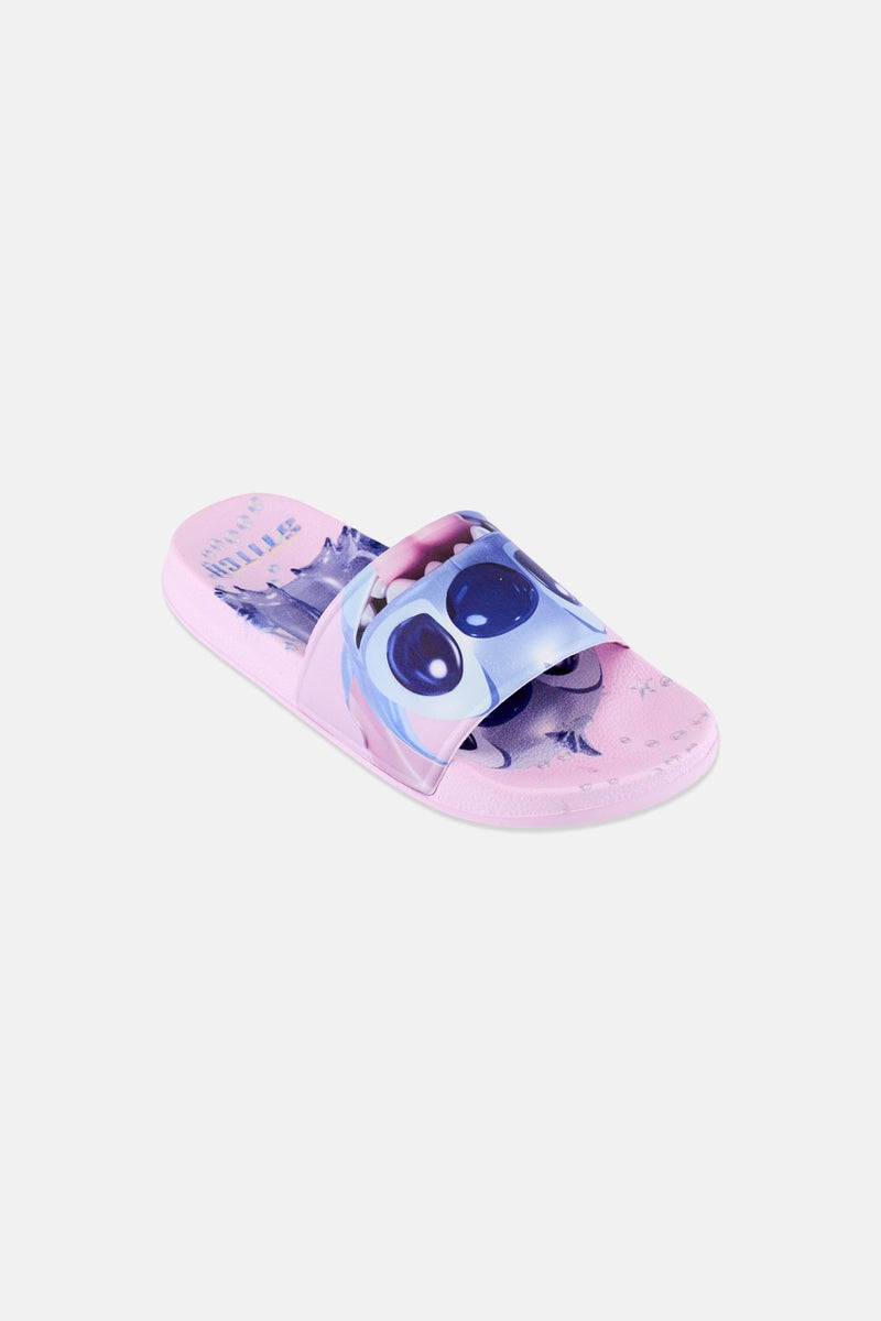 Disney Kids Girl Stitch Slip On Slipper, Pink - Image 1