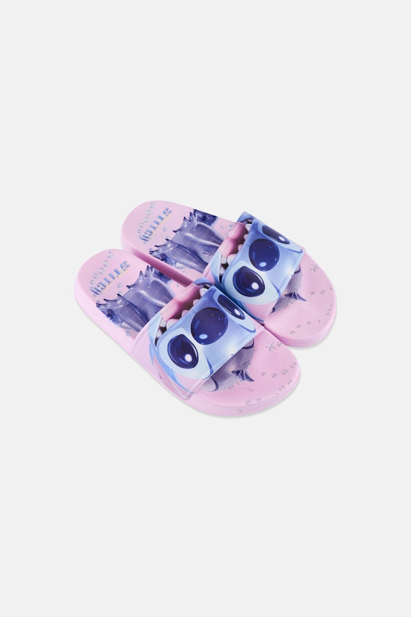 Disney Kids Girl Stitch Slip On Slipper, Pink - Image 3