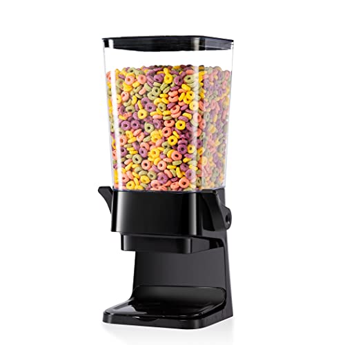 5L Cereal Dispenser Countertop with lids Organization and Storage Containers for Kitchen and pantry Rice Dispenser for food Cereal Beans Nuts SnackOatmeal Dog Food Bird Seed Black 1Pc