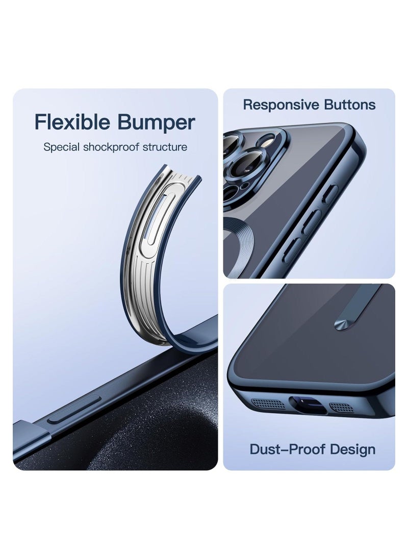 Raxoom Electroplated Case for iPhone 15 Pro Max 6.7-Inch, Camera Lens Full Protection, Compatible with MagSafe Wireless Charging, Shockproof Soft TPU Phone Cover (Blue)