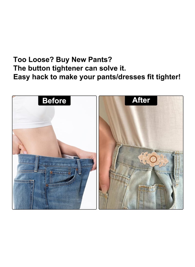 16 Pcs Adjustable Waist Buckles, Fashion Vintage Flower Jean Sewing Button for Women, Nail-Free Jeans Waist Buckles DIY Pants Clips for Dresses Pants Jeans - Image 4