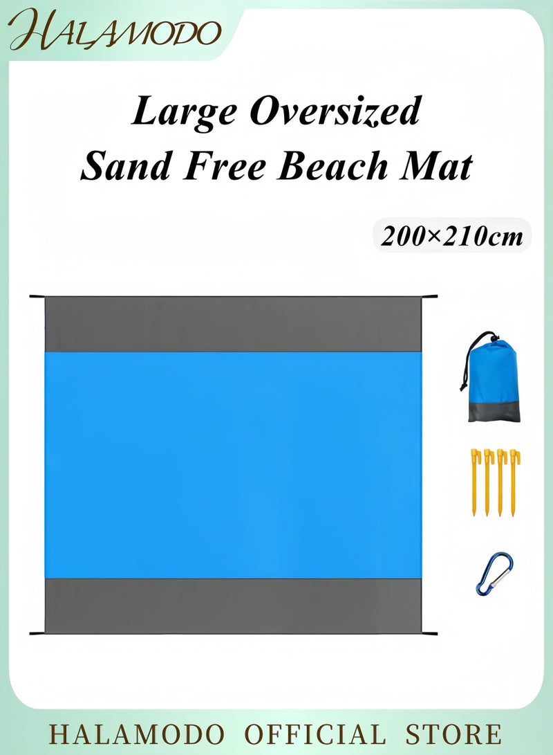 HALAMODO Beach Blanket Waterproof Sandproof Large Oversized Sand Free Beach Mat Portable Picnic Mat for Travel Camping Hiking Picnic Lightweight and Durable Family Water Resistant Mat  - Image 1