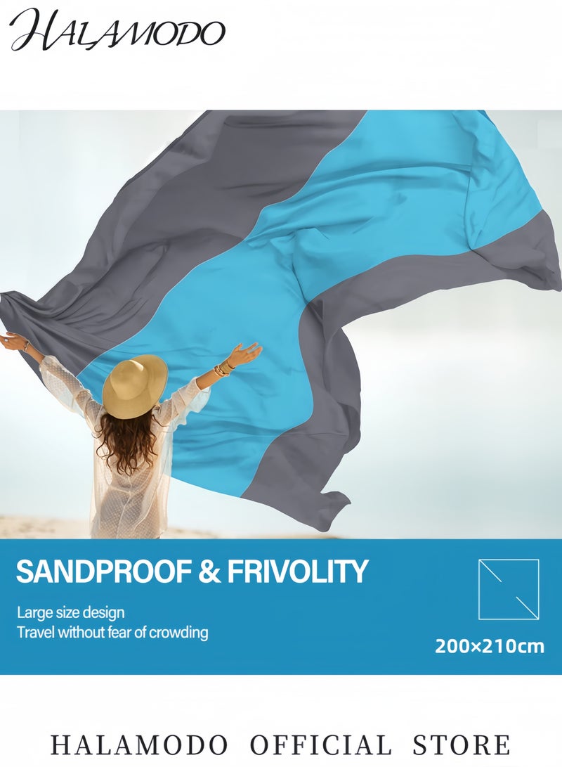 HALAMODO Beach Blanket Waterproof Sandproof Large Oversized Sand Free Beach Mat Portable Picnic Mat for Travel Camping Hiking Picnic Lightweight and Durable Family Water Resistant Mat  - Image 4