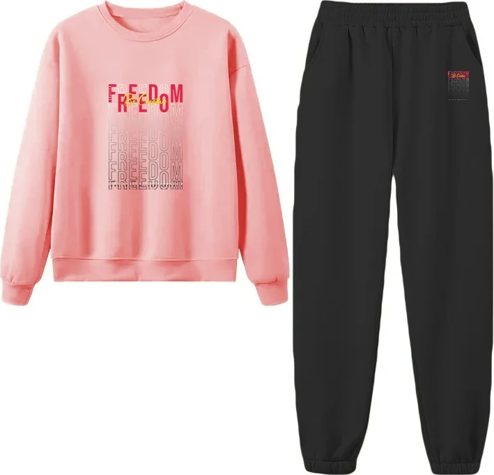 دوغ فش Tracksuit Oversize Freedom Printed Tracksuit,lover,couple Combination Pink