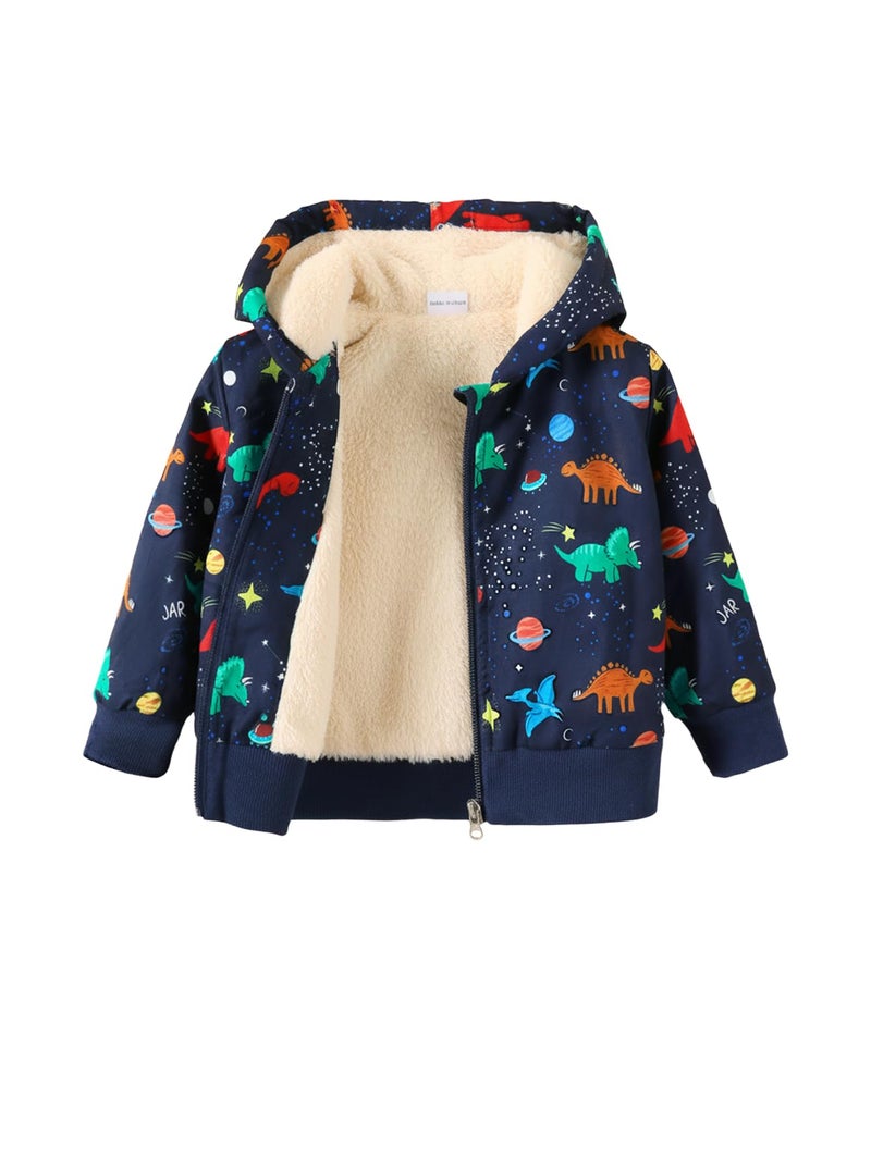 Twosya Baby Boys Fleece Jacket Cartoon Dinosaur Hooded Outerwear Toddler Fall Winter Warm Clothes - Image 1