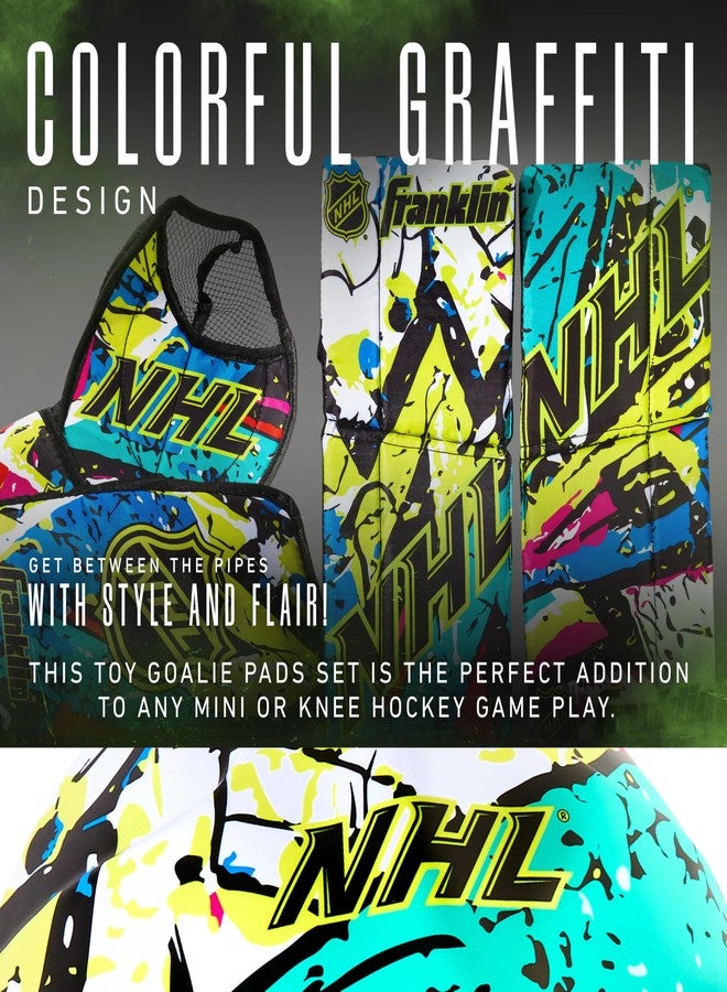 Franklin Sports NHL Youth Knee Hockey Goalie Pads + Helmet Set - Kids Knee + Mini Hockey Goalie Gear + Equipment - (2) Leg Pads, Catch Glove, Blocker + Mask Included - Graffiti - Image 3