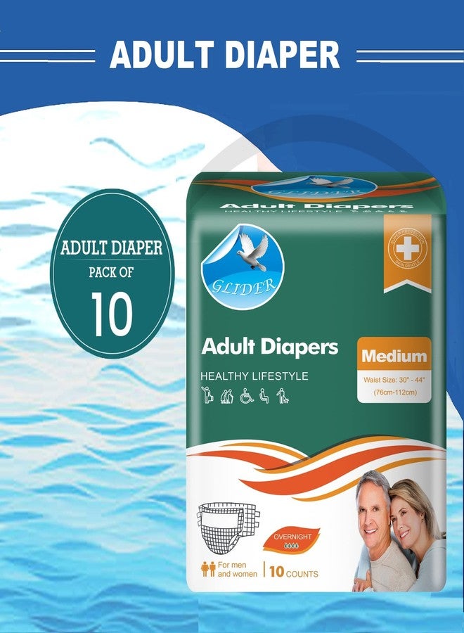 Glider Adult Diaper MEDIUM with WETNESS INDICATOR u0026 OVERNIGHT SUPERIOR ABSORBENCY - 30-44 Inch, 76-112 cm (Pack of 1 (10 Count)) - Image 5