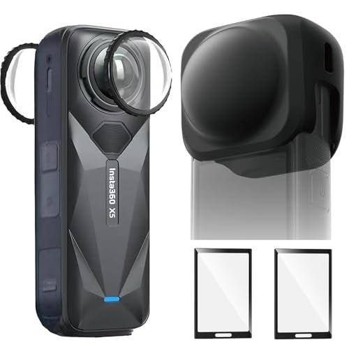 ADOFYS Insta 360 x5 Accessories Silicon Protective lense Cap Screen Protectors and Lens Guards, Bundle Include 1pc Silicone Cap+2pcs Screen Protectors+2pc Lens Guards - Image 1