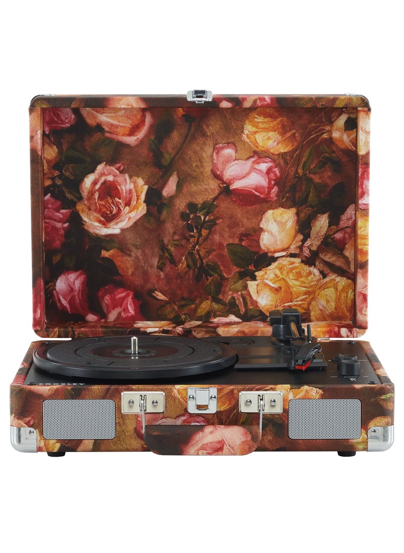 Crosley Crosley CR8005F-FL Cruiser Plus Vintage 3-Speed Bluetooth in/Out Suitcase Vinyl Record Player Turntable, Floral  - Image 1