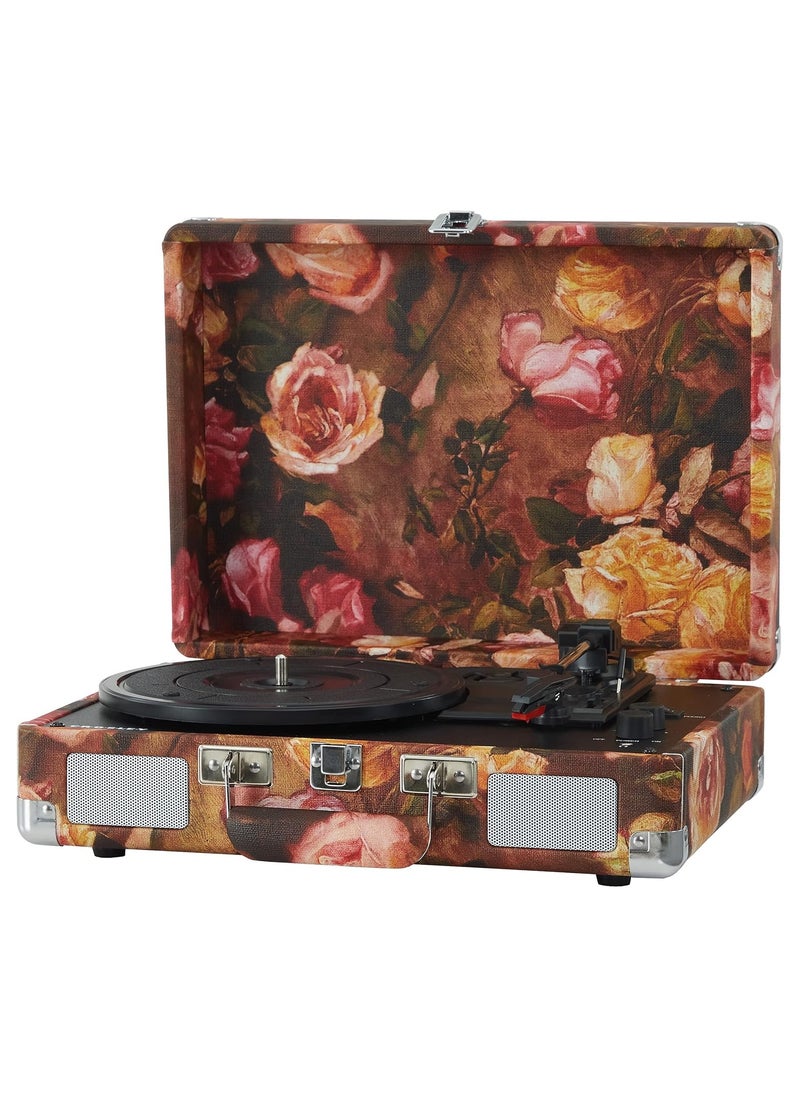 Crosley Crosley CR8005F-FL Cruiser Plus Vintage 3-Speed Bluetooth in/Out Suitcase Vinyl Record Player Turntable, Floral  - Image 5