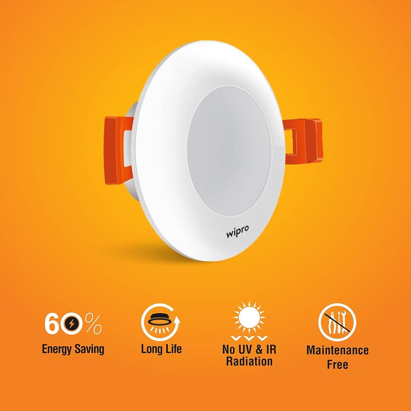 WIPRO wipro Garnet 3W Led Mini Downlight Warm White 2700K Compact Design with 120 Beam Angle Recessed Down Light for False Ceiling Cutout23 Inch Pack of 1  - Image 2