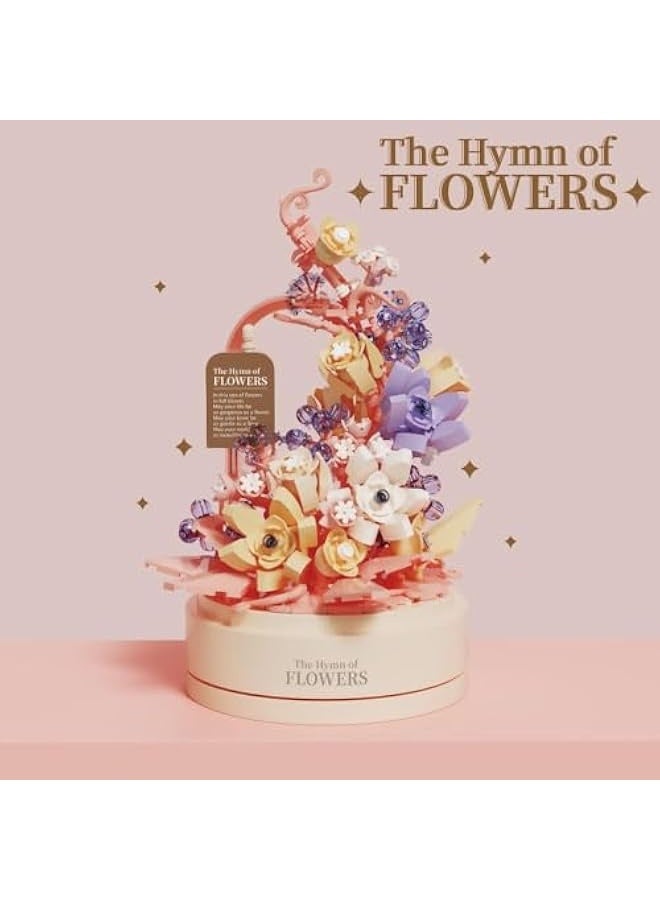 KASTWAVE Flower Building Set with Music Box Base & LED, Ideal Floral Building Block Toy Gift for Girls 8+, Floral Building Toy Office Home Decor, Mini Brick 560 PCS - Image 4