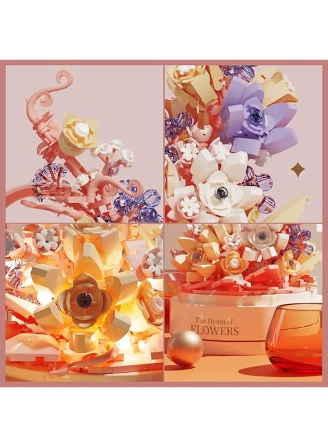 KASTWAVE Flower Building Set with Music Box Base & LED, Ideal Floral Building Block Toy Gift for Girls 8+, Floral Building Toy Office Home Decor, Mini Brick 560 PCS - Image 5