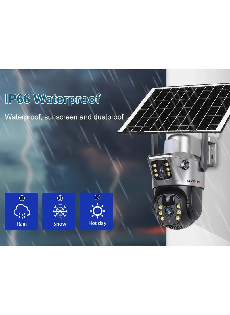 LS Vision - Dual Screen Solar Cell Phone 4G Surveillance Camera Solarcctv Night Vision Full Color HD WIFI - Image 1