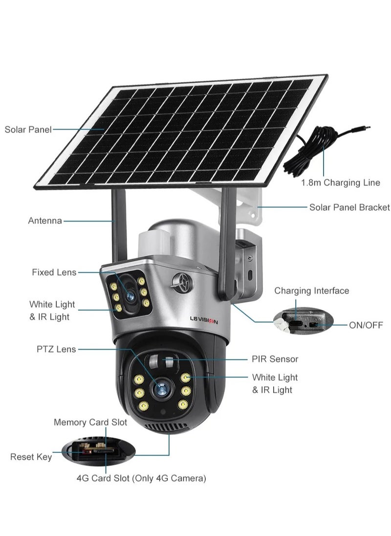 LS Vision - Dual Screen Solar Cell Phone 4G Surveillance Camera Solarcctv Night Vision Full Color HD WIFI - Image 1