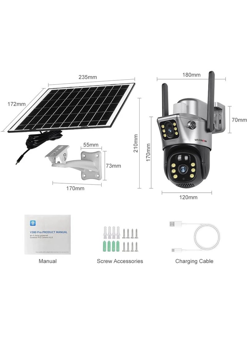 LS Vision - Dual Screen Solar Cell Phone 4G Surveillance Camera Solarcctv Night Vision Full Color HD WIFI - Image 1