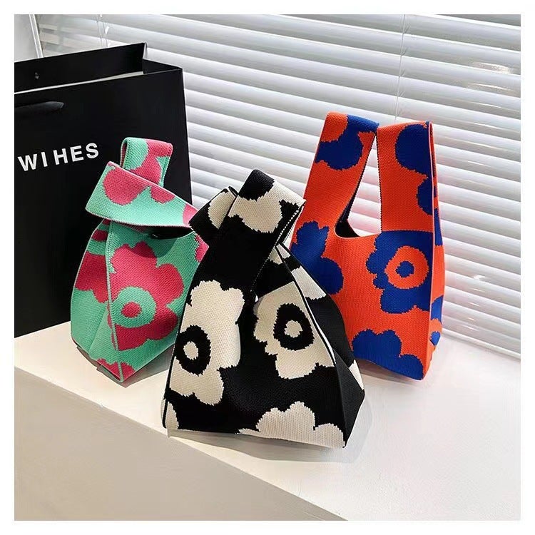 Ins Internet Celebrity Shoulder Bag Handbag Women'S Knitted Wool Bucket Bag Japanese And Korean Style All-Match Handbag Casual Tote Bag - Image 5