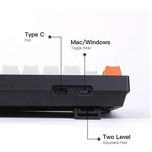 Keychron لوحة مفاتيح ميكانيكية سلكية بتخطيط ماك Keychron C1، مفتاح Gateron G Pro بني، 87 مفتاح بدون لوحة أرقام، أغطية مفاتيح ABS، لوحة مفاتيح للكمبيوتر المحمول Windows PC، إضاءة خلفية RGB، كابل USB-C نوع-C - Image 3