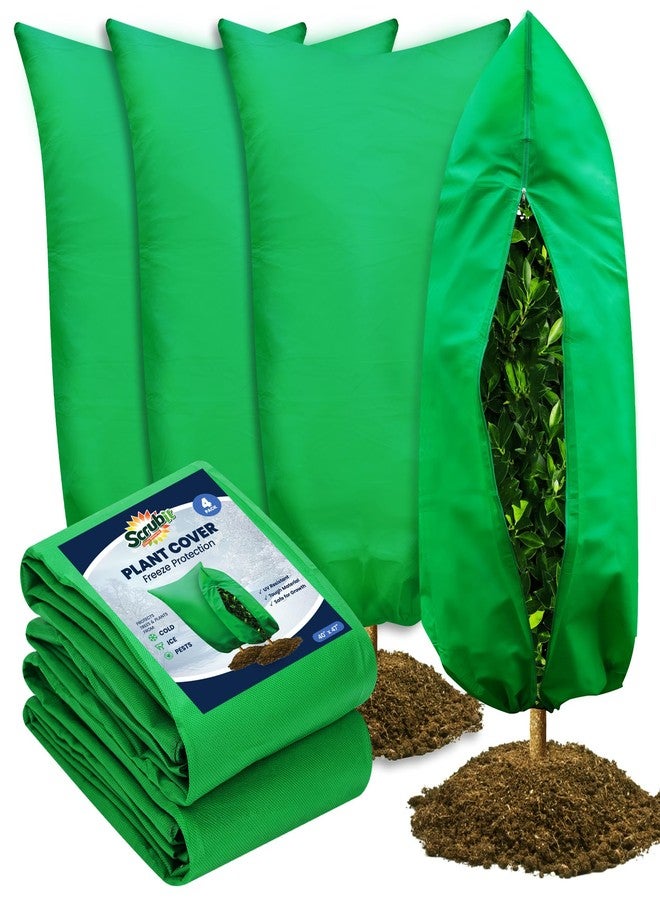 SCRUBIT Plant Covers Freeze Protection, 40" W x 47" H Frost Cloths for Outdoor Plants & Fruit Trees with Zipper and Drawstring, Thick Winter Plant Covers - 4 Pack Shrubs Frost Blankets - Image 1