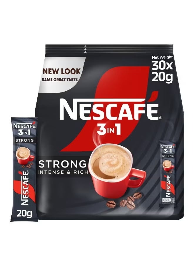 Nescafe 3-in-1 Intense And Rich Coffee Pouch 20grams Pack of 30 - Image 1