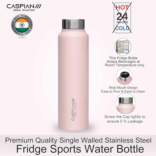 CASPIAN /// Astra Stainless Steel Water Bottle (Light Pink, 1 Litre, Set of 1)| Leak Proof Thunder for Fridge Home Office Travel School Kids Boys Girls Adults Sports Gym Yoga - Image 3
