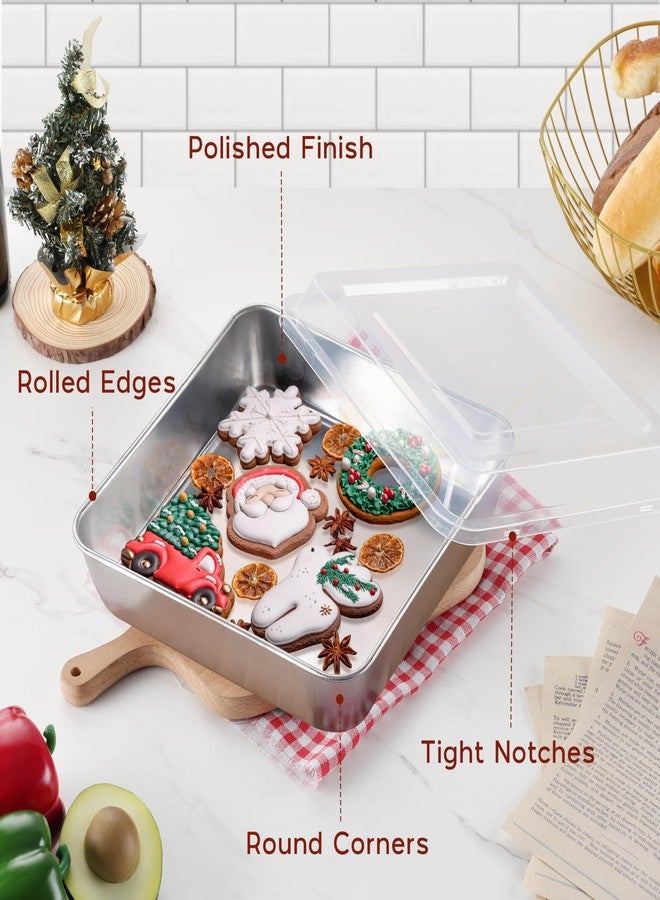 Onader 9x9 Inch Square Cake Brownie Baking Pan with Lid, Stainless Steel Lasagna Pan - Image 3