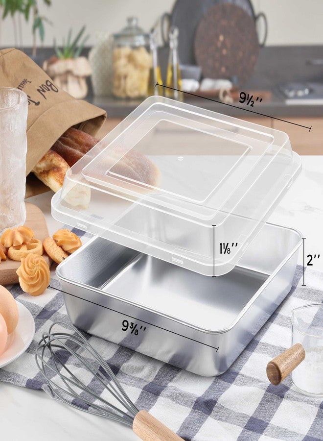 Onader 9x9 Inch Square Cake Brownie Baking Pan with Lid, Stainless Steel Lasagna Pan - Image 2