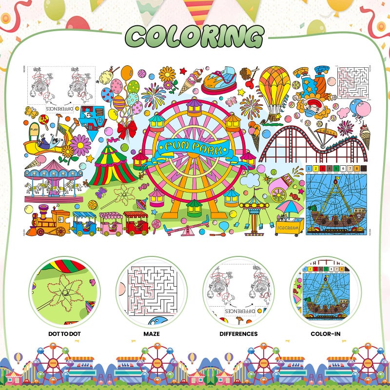 Drunze Giant Poster for Kids,35x72Inch Fun Park Drawing Paper Tablecloth,Versatile as Wall DÃ©cor or Table Cover,Jumbo Coloring Poster for Home Classroom Party Decorations Suppiles - Image 3