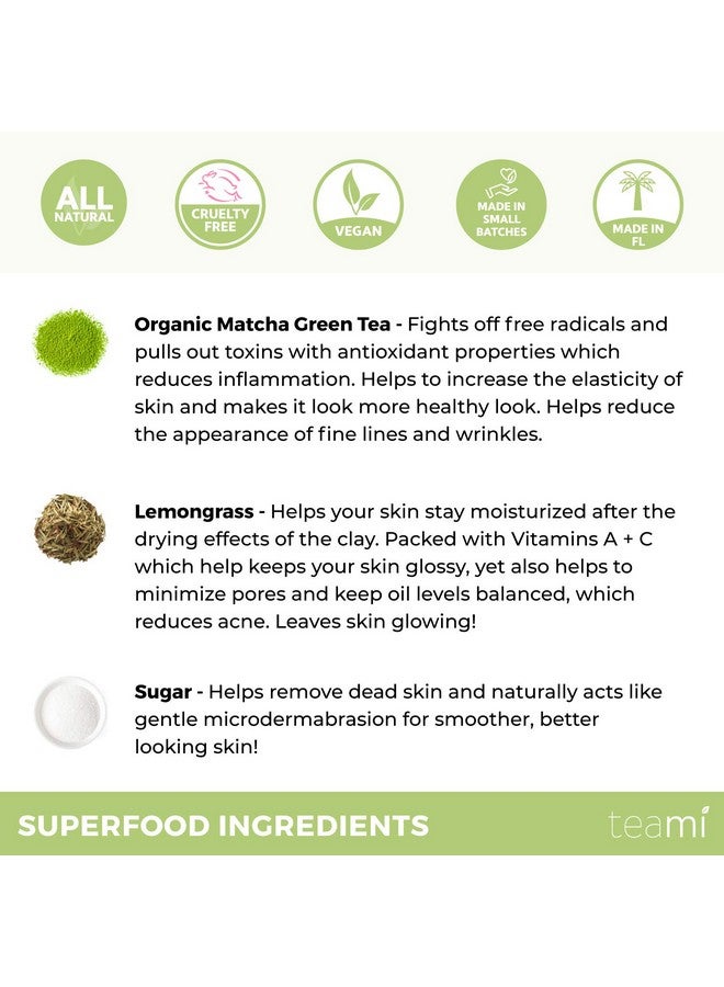 teami Teami Matcha Green Tea Facial Scrub For Hydrating, Moisturizing, and Exfoliating, Natural Exfoliating Body & Face Scrub, Organic Face Exfoliator Sugar Scrub with Lemongrass, Non-Greasy Face Exfoliant - Image 4