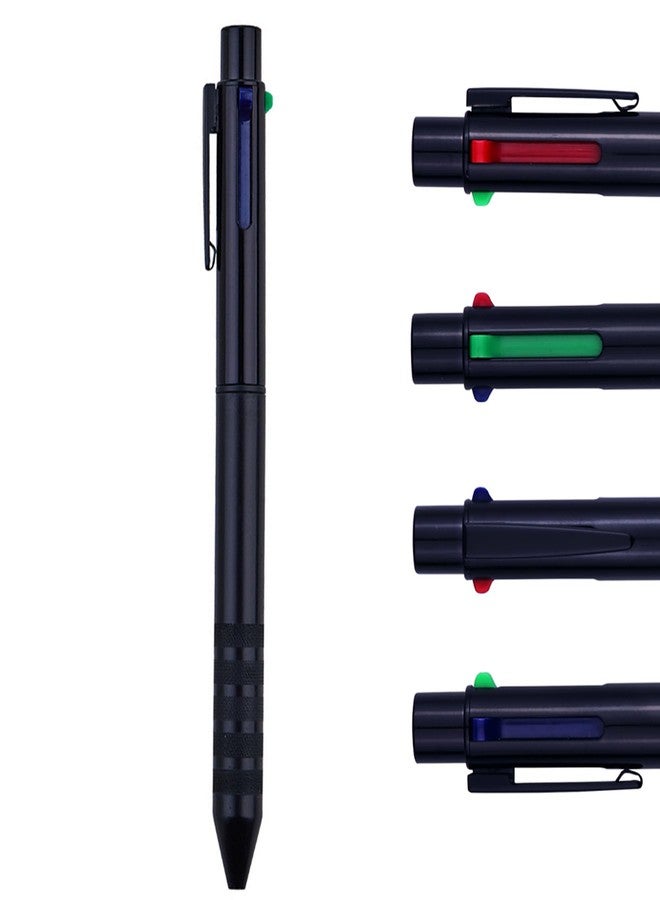 DUNBONG Multi Color Pen Black 4 In 1 Multi function Pen with Black, Blue, Red, Green, Metal Gel Ballpoint Pen, 1-Count (Black) - Image 1